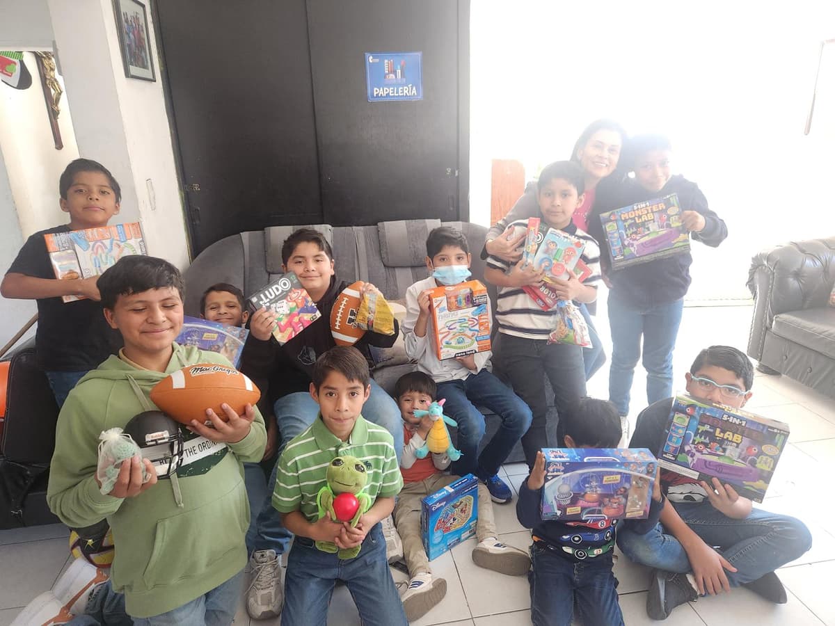 Children with their new gifts